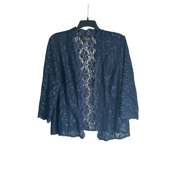 Alex Evenings 18W Tea Length Dress Square Neck Embroidered Lace MOB - Picture 7 of 12